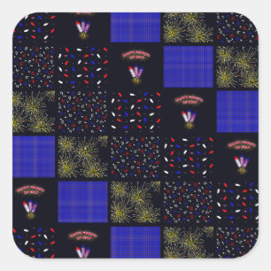Sticker Carré Modèle patchwork du 4 juillet - 4 juillet