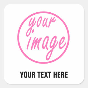 Sticker Carré Modèle photo d'image personnalisable blanc