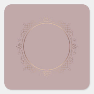 Sticker Carré Modèle vierge en or rose élégant personnalisé Ajou
