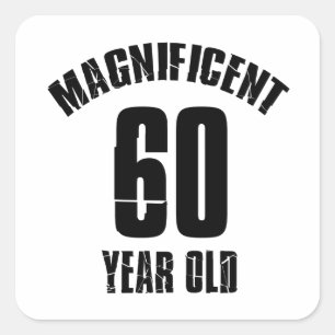 STICKER CARRÉ MODÈLES D'ANNIVERSAIRE DE 60 ANS
