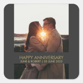 Sticker Carré Modern anniversary photo love 