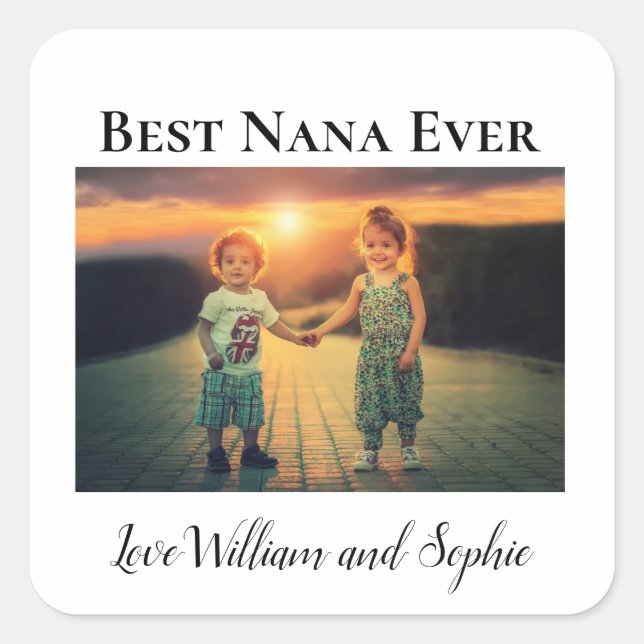 Sticker Carré Modern Best Nana Ever Photo  (Devant)