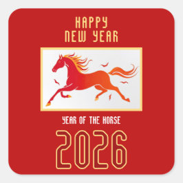 Sticker Carré Modern Chinese Horse New Year 2026 