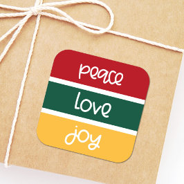 Sticker Carré Modern Cute Peace Love Joie Noël salutations