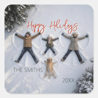 Sticker Carré Modern & Fun "Happy Holidays" Photo