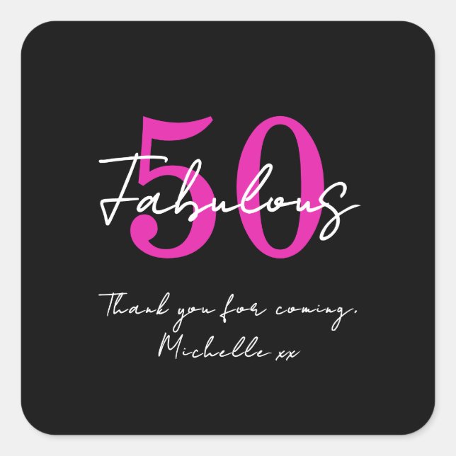 Sticker Carré Modern Minimal 50 Fabulous 50th Birthday Party (Devant)