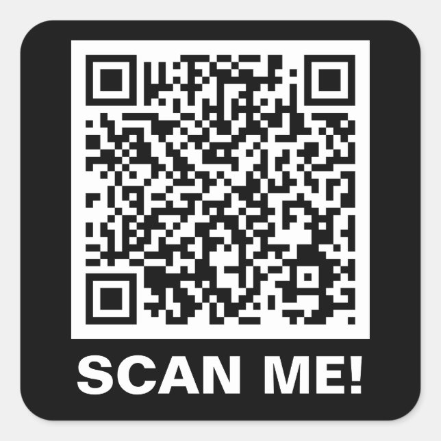 Sticker Carré Modern Scan Me Custom QR Code Entreprise promotion (Devant)