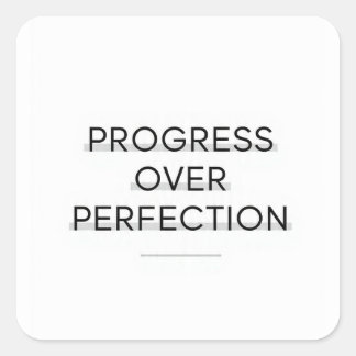 Sticker Carré Modern typography progress over perfection text