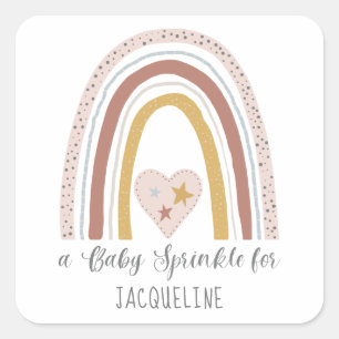 Sticker Carré Moderne Blush Rainbow Baby Girl Sprinkle Douche