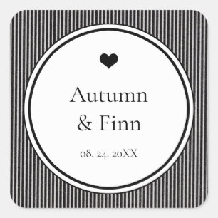 Sticker Carré Moderne Chic Classique Mariage Personnalisé Favori