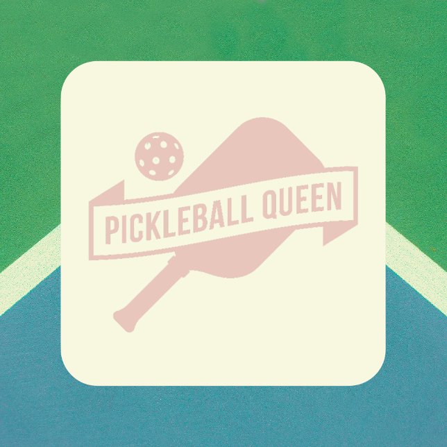 Sticker Carré Moderne Classique Clush Rose Pickleball Queen (Créateur téléchargé)