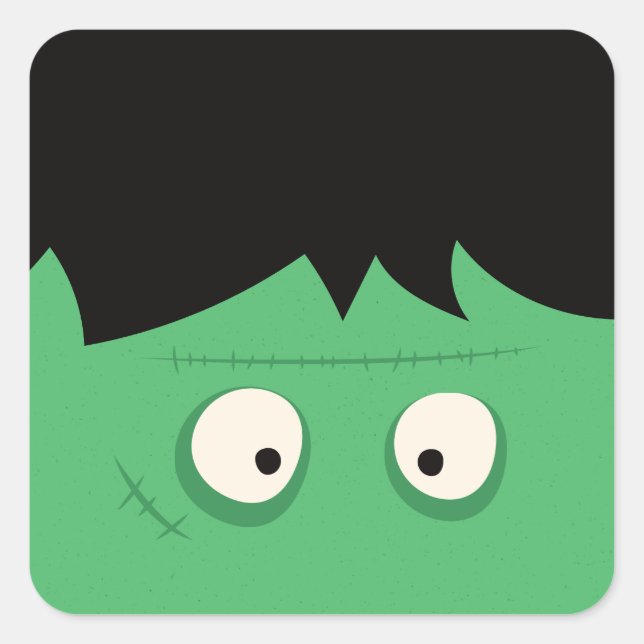 Sticker Carré Moderne Cute Frankenstein Monster Halloween (Devant)