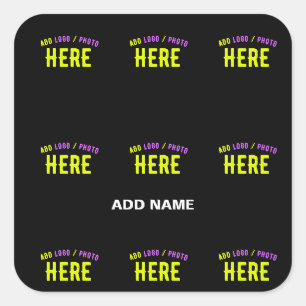 STICKER CARRÉ MODERNE ET MODERNE PERSONNALISABLE NOIR VÉRIFIÉ