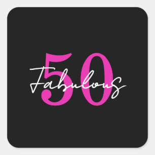 Sticker Carré Moderne fête d'anniversaire 50 ans 50 et fabuleuse