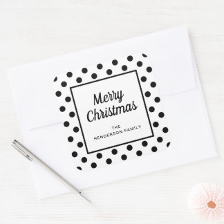 Sticker Carré Moderne Joyeux Noël Noir Blanc