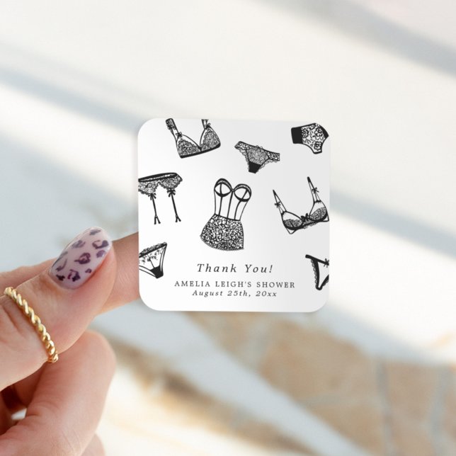 Sticker Carré Moderne lingerie de mariage en écriture Brush Scri (Créateur téléchargé)
