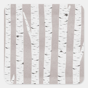 Sticker Carré Moderne naturel rustique d'arbres et de branches