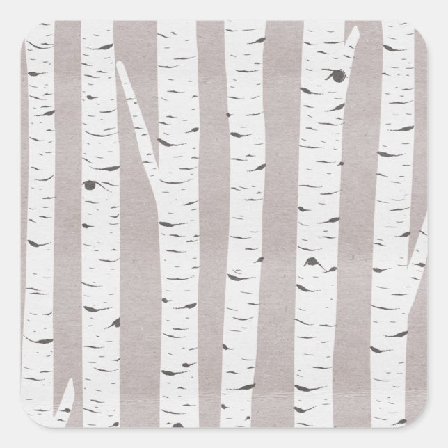 Sticker Carré Moderne naturel rustique d'arbres et de branches (Devant)