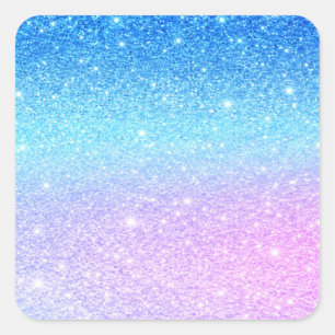 Sticker Carré Moderne pailleté bleu ombré violet chic