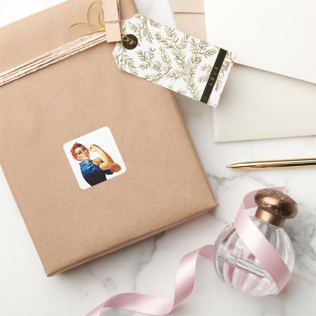 Sticker Carré Moderne Rosie le Riveter (Cadeaux)