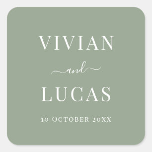 Sticker Carré Moderne Sage Vert Forme Minimal Mariage