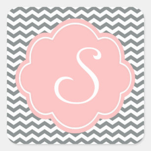 Sticker Carré Moderne, tendance, chevron gris et blanc classique