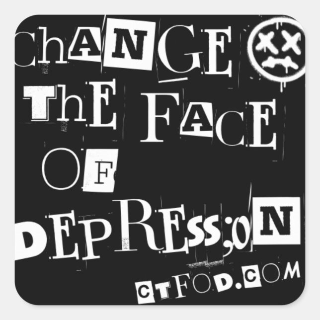 Sticker Carré Modifier la police Face of Depression_ransom (Devant)