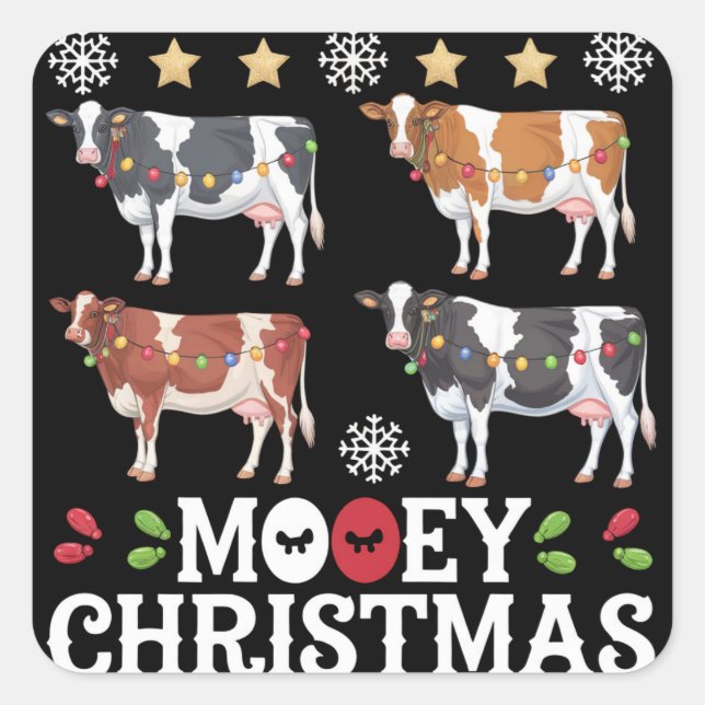 Sticker Carré Moey Christmas Cow Lover Ferme de vacances Agritou (Devant)