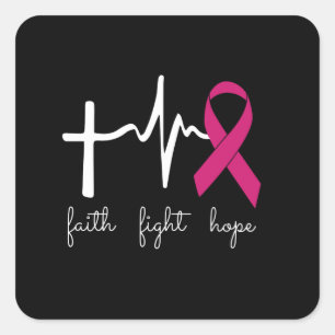 Sticker Carré Mois conscient du cancer du sein - Drôle Cardiaque