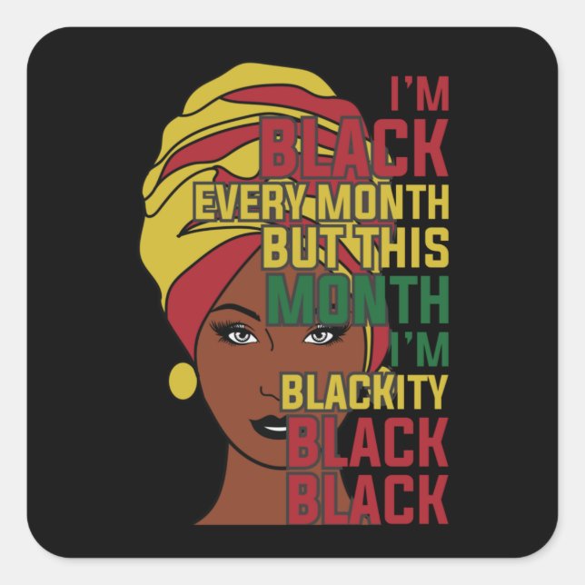 Sticker Carré Mois de l'histoire noire Femme noire Afro (Devant)