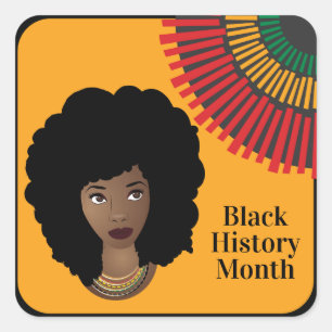 Sticker Carré Mois de l'histoire noire, femme noire, rayons du s