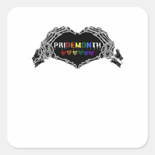 Sticker Carré Mois Skeleton Heart Hands LGBTQIA
