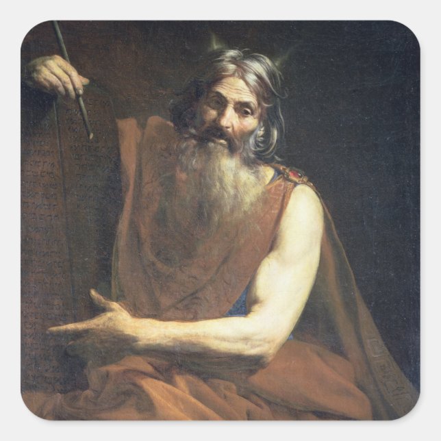 Sticker Carré Moïse avec les comprimés de la loi, c.1627-32 (Devant)