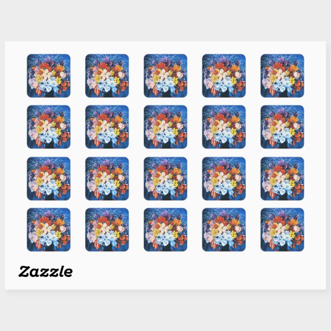 Sticker Carré Moise Kisling, Bouquet of Tulips, (Feuille)