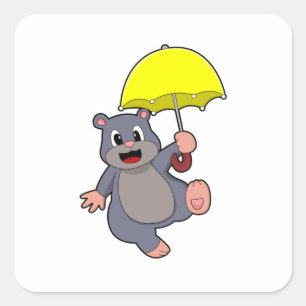 Sticker Carré Mole avec parapluie