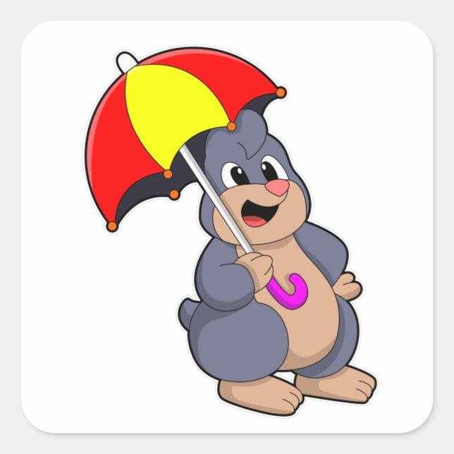 Sticker Carré Mole avec parapluie (Devant)