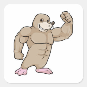 Sticker Carré Mole comme Bodybuilder avec de grands Muscles