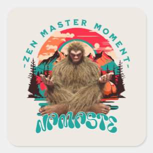 Sticker Carré Moment maître zen - Namaste Funny Bigfoot