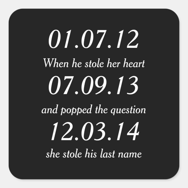 Sticker Carré Moment romantique Rendez-vous Custom Wedding (Devant)