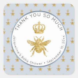 Sticker Carré Mommy to Bee Gold Parties scintillant  Crown Boy B