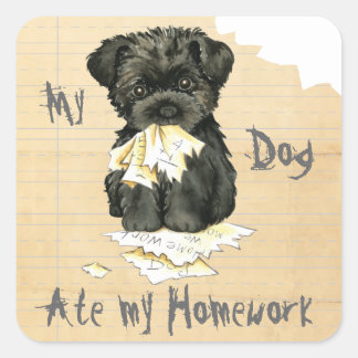 Sticker Carré Mon Affenpinscher A Mangé Ma Maison