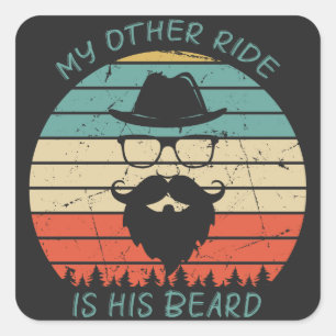 Sticker Carré Mon Autre Balade Est Sa Barbe Moto Biker Beard