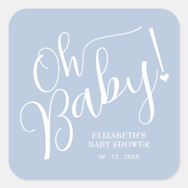 Sticker Carré Mon bébé ! Baby shower garçon bleu (Devant)
