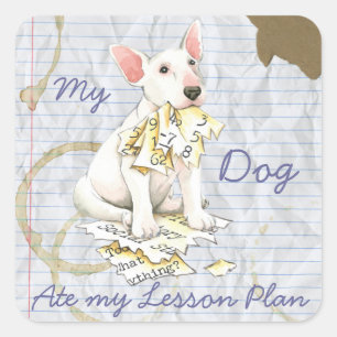Sticker Carré Mon Bull Terrier Mangé Mon plan de leçon