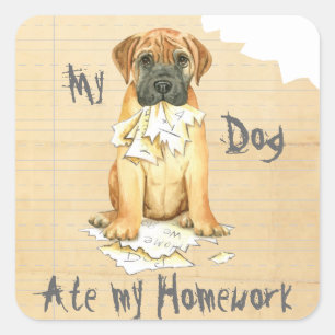 Sticker Carré Mon Bullmastiff A Mangé Ma Maison