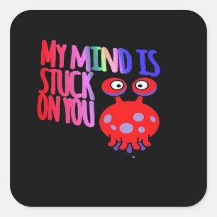 Sticker Carré Mon esprit est bloqué sur vous Design minimaliste 