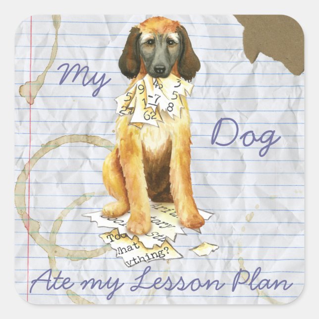 Sticker Carré Mon plan de leçon sur la Hound afghane (Devant)