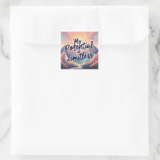 Sticker Carré Mon Potentiel Est Une Affirmation Positive Sans Li