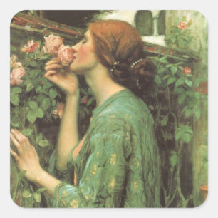 Sticker Carré Mon Rose doux, ou Âme du Rose par Waterhouse