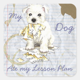 Sticker Carré Mon Westie Mangé Mon plan de leçon